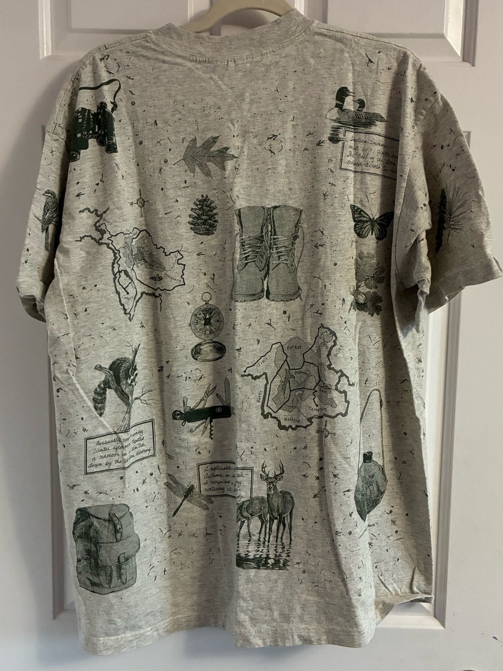 Men's Vintage 1994 "Wilderness" all-over print (AOP) T-Shirt Light Heather Gray - Picture 3 of 4